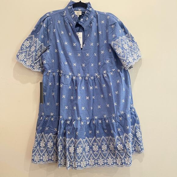 New NWT Tuckernuck Chambray Embroidered Crawford Mini Dress Size XL - Picture 5 of 11